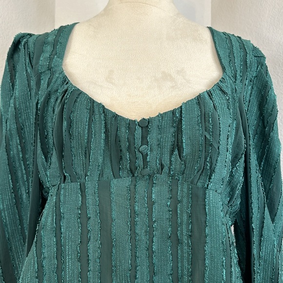 NWT Lulu’s Spread the Cheer Emerald Textured Square Neck Long Sleeve Top (L) - Picture 7 of 13
